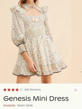 Cleobella Cream & Gold  Mini Dress